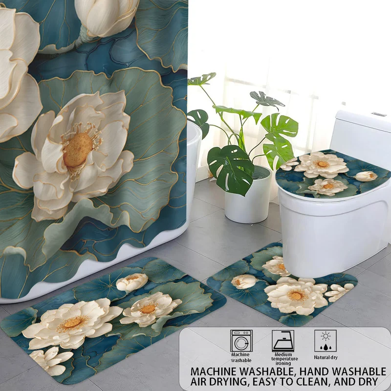 High-Definition Vierteiliges Badezimmer-Set Skanto mit Leopardenmotiv