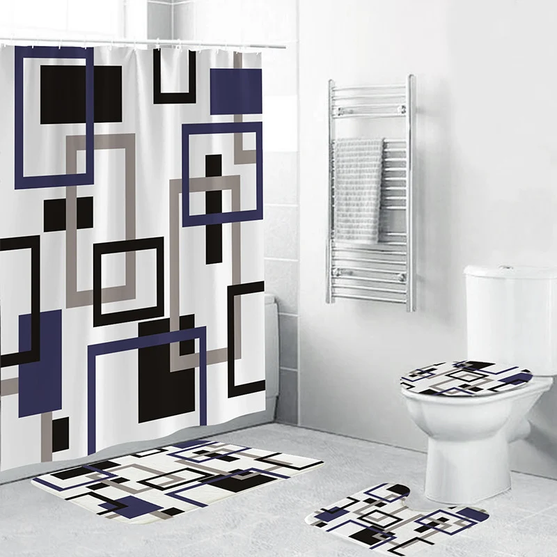 Badezimmer-Accessoire-Set mit geometrischem Muster Skanto