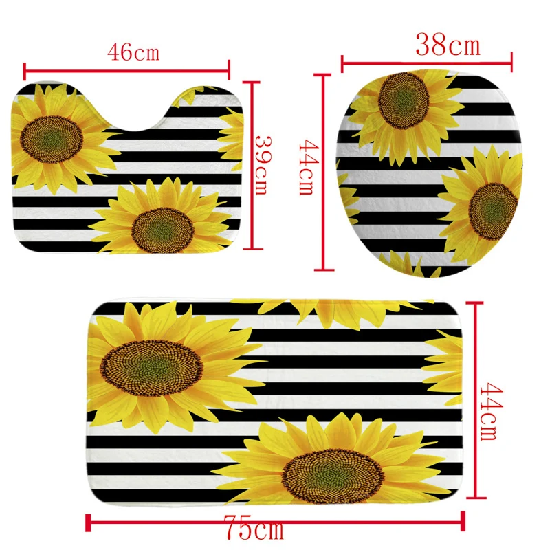 Duschvorhang- und Matten-Set mit Blumenmuster Skanto