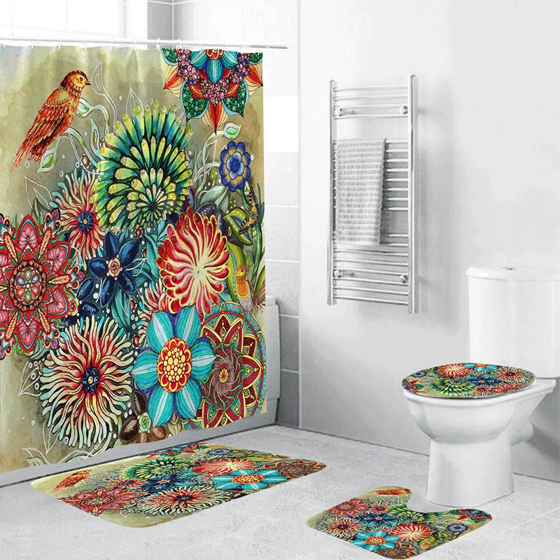 Badezimmer-Set mit Blumenmuster Skanto