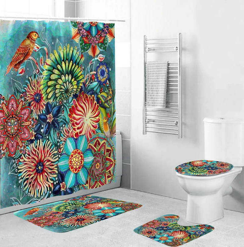 Badezimmer-Set mit Blumenmuster Skanto