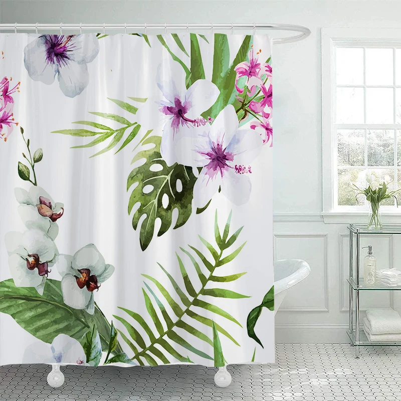 Duschvorhang mit botanischer Illustration Skanto