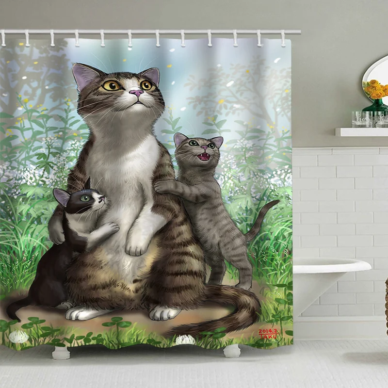 Duschvorhang mit künstlerischer Hundeillustration Skanto