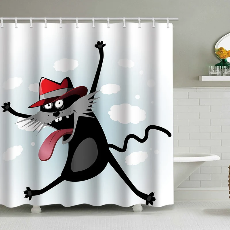 Duschvorhang mit künstlerischer Hundeillustration Skanto