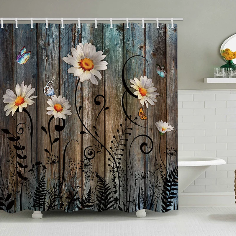 Duschvorhang im rustikalen Garten-Design Skanto