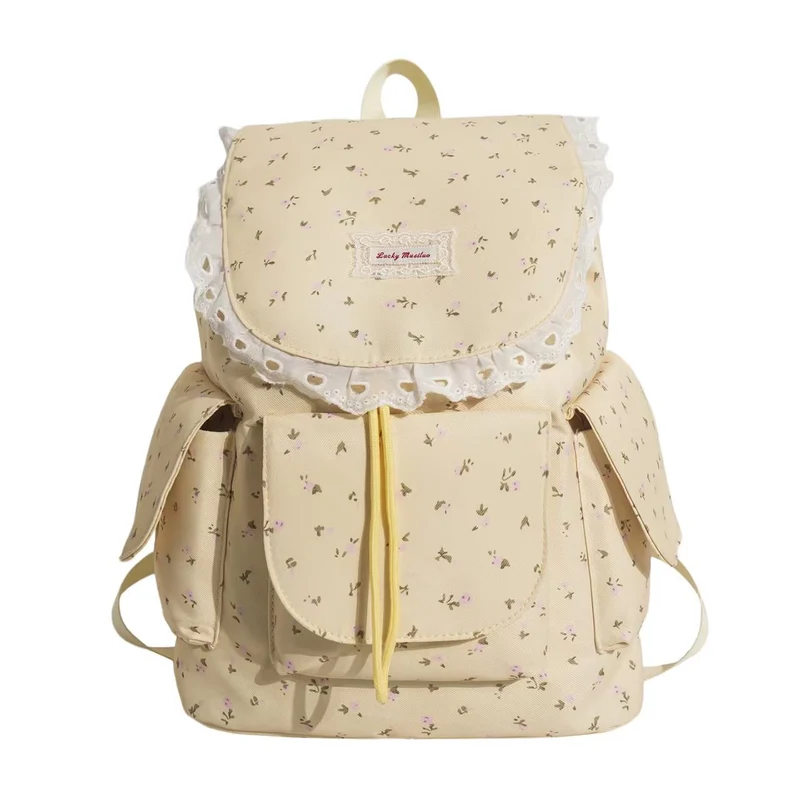 Rucksack Skanto mit Blumenmuster und Rüschen