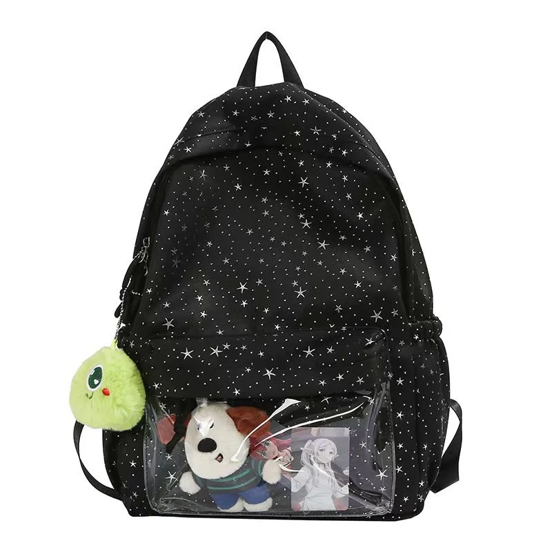 Rucksack Skanto mit transparenten Taschen und Sternenmuster