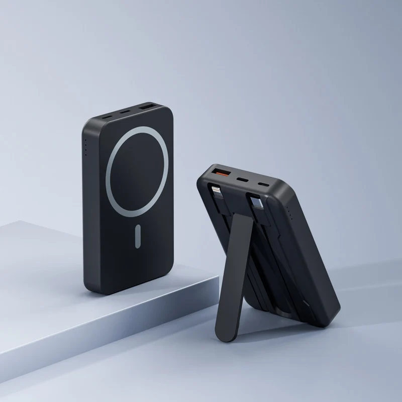 Kabellose Powerbank mit integriertem Ständer und intelligenter Ladeanzeige Skanto