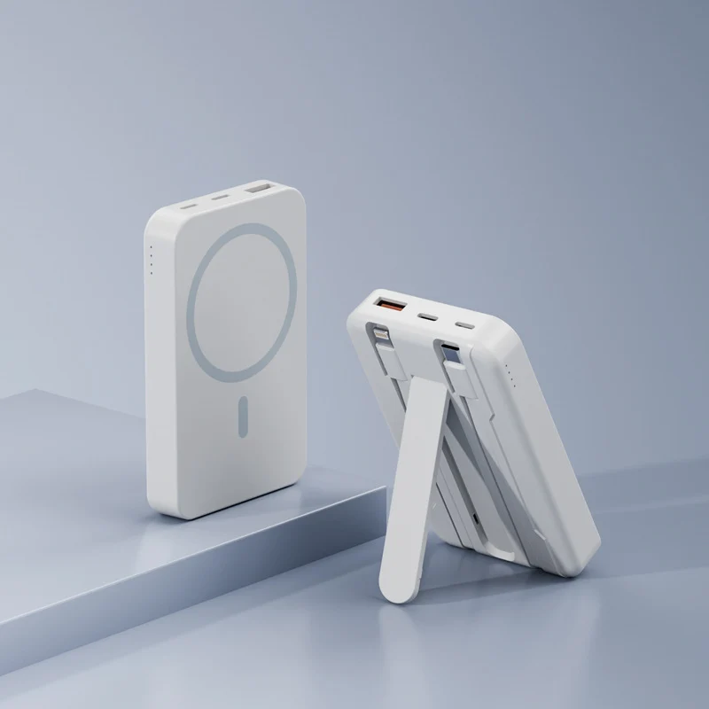 Kabellose Powerbank mit integriertem Ständer und intelligenter Ladeanzeige Skanto