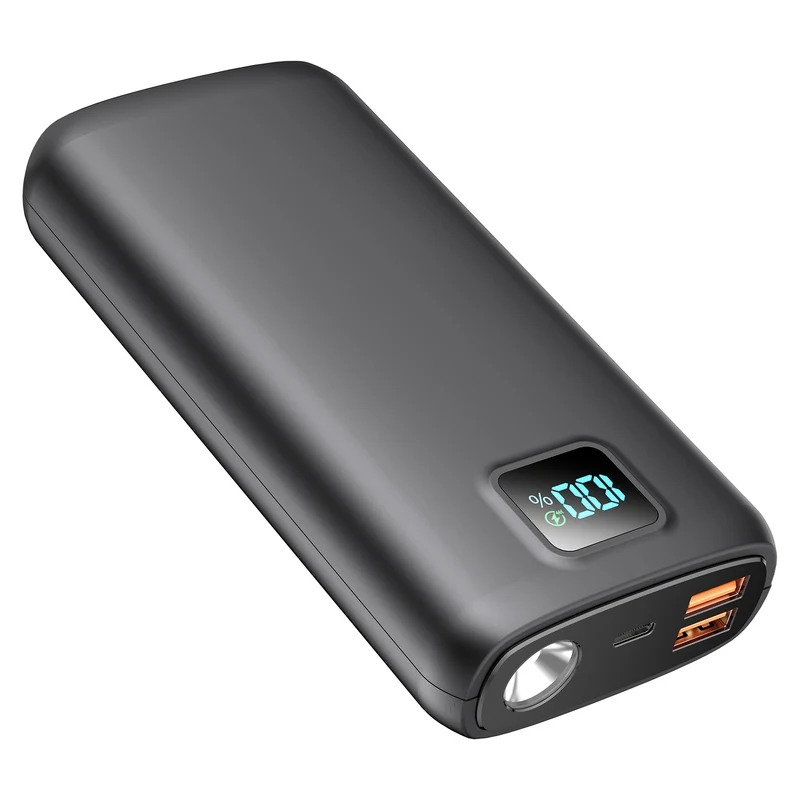 Powerbank mit integrierter LED-Taschenlampe und digitalem Display Skanto