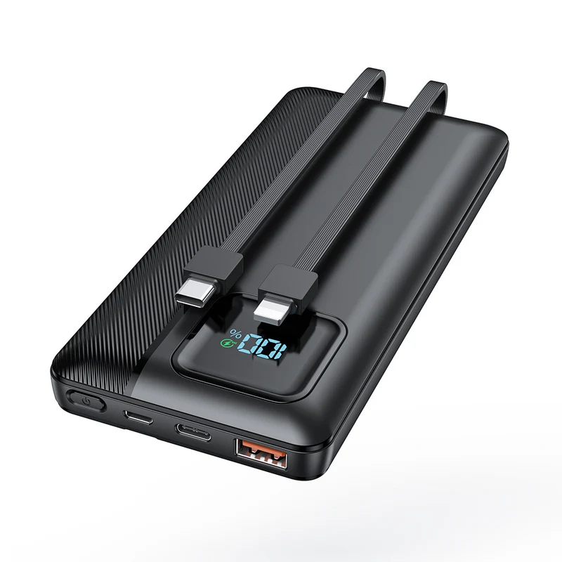 Powerbank mit integriertem Ladekabel und LED-Anzeige Skanto
