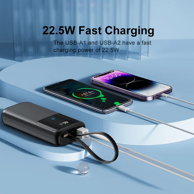 Powerbank mit integriertem LED-Display und Schnellladefunktion Skanto