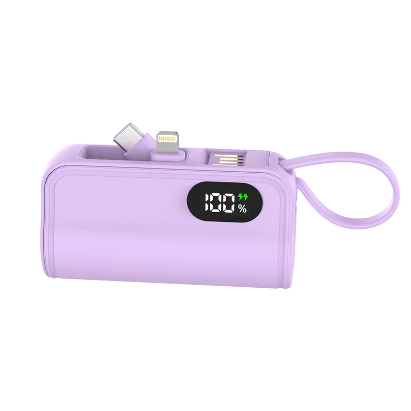 Powerbank mit integriertem Ladekabel und Digitalanzeige Skanto
