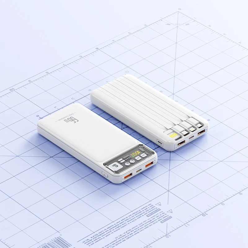 Powerbank mit integriertem Kabelsystem und digitaler Ladeanzeige Skanto