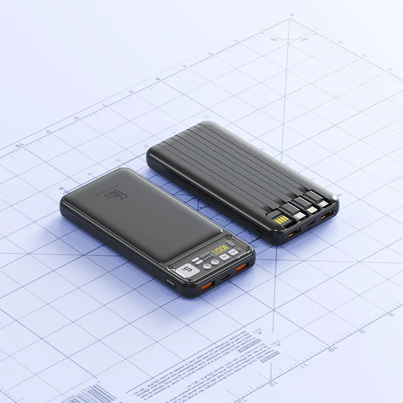 Powerbank mit integriertem Kabelsystem und digitaler Ladeanzeige Skanto