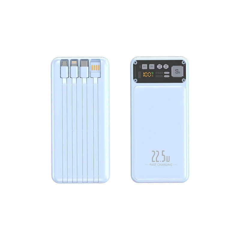 Powerbank mit integriertem Kabelsystem und digitaler Ladeanzeige Skanto