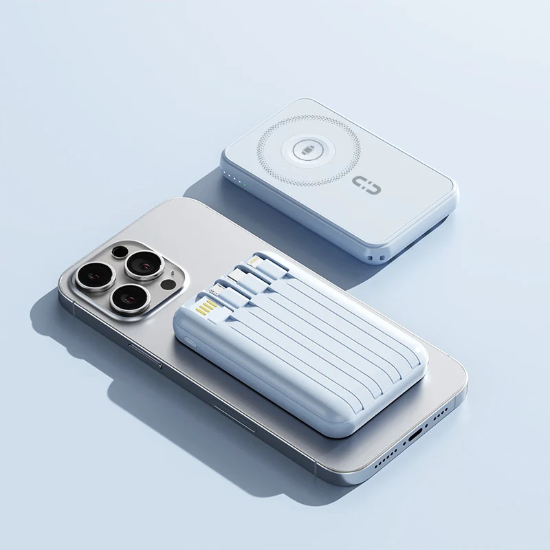 Kompakte Powerbank mit integriertem Ladekabel und Schnellladefunktion Skanto
