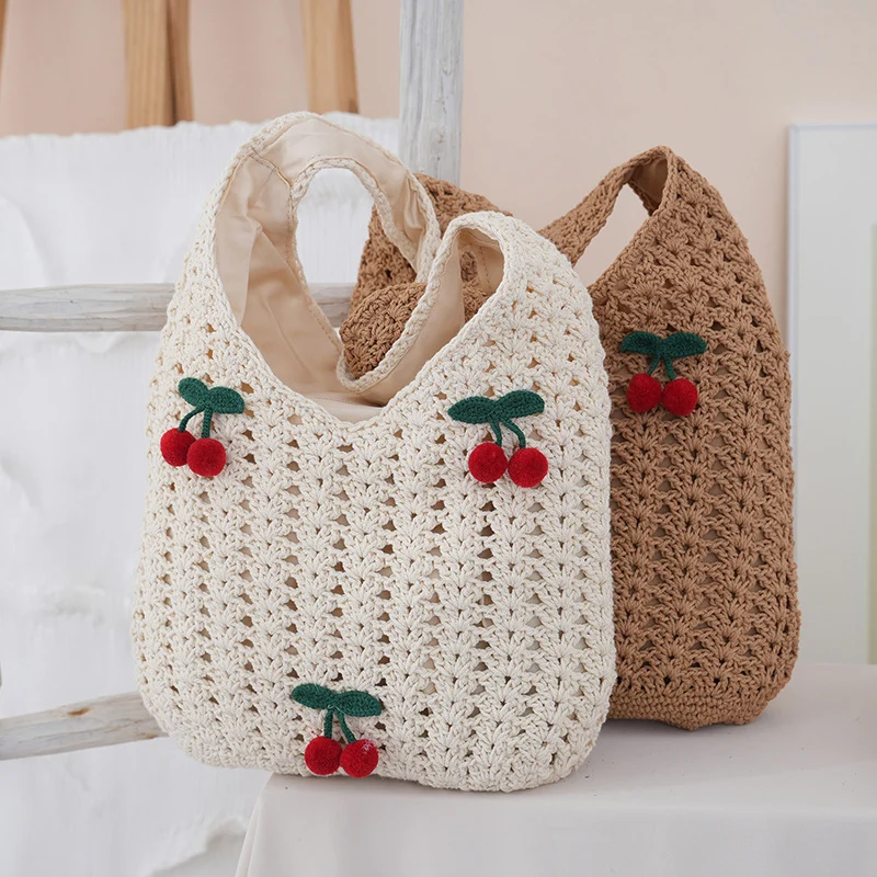 Handgemachte Baumwoll-Einkaufstasche mit fruchtigem Design Skanto
