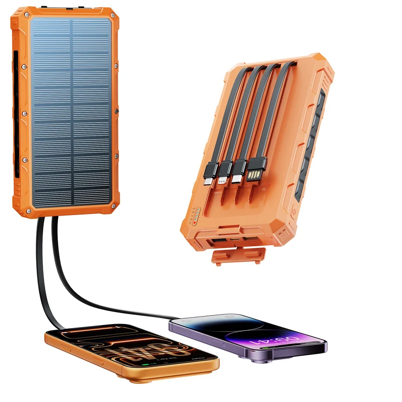 Solar Powerbank mit multifunktionalem Anschlusssystem und Schnellladefunktion Skanto