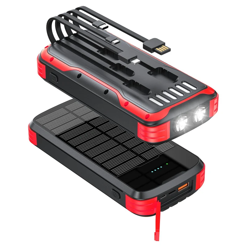 Robuste Solar-Powerbank mit integrierter Taschenlampe und multifunktionalem Ladeanschluss Skanto
