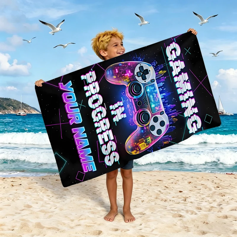 Jungen-Strandtuch mit Spielkonsolen-Motiv Skanto