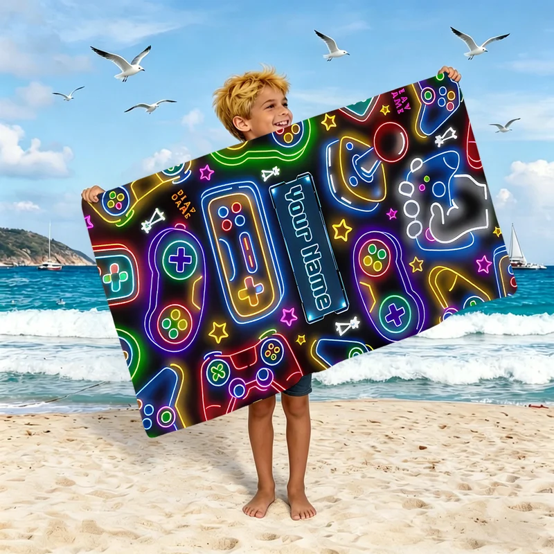 Jungen-Strandtuch mit Spielkonsolen-Motiv Skanto