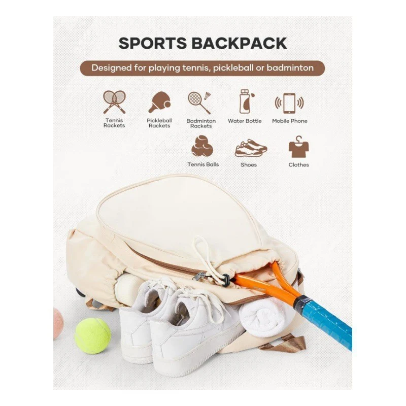 Sportlicher Tennisrucksack mit speziell geformten Fächern für Schläger und Getränke Skanto