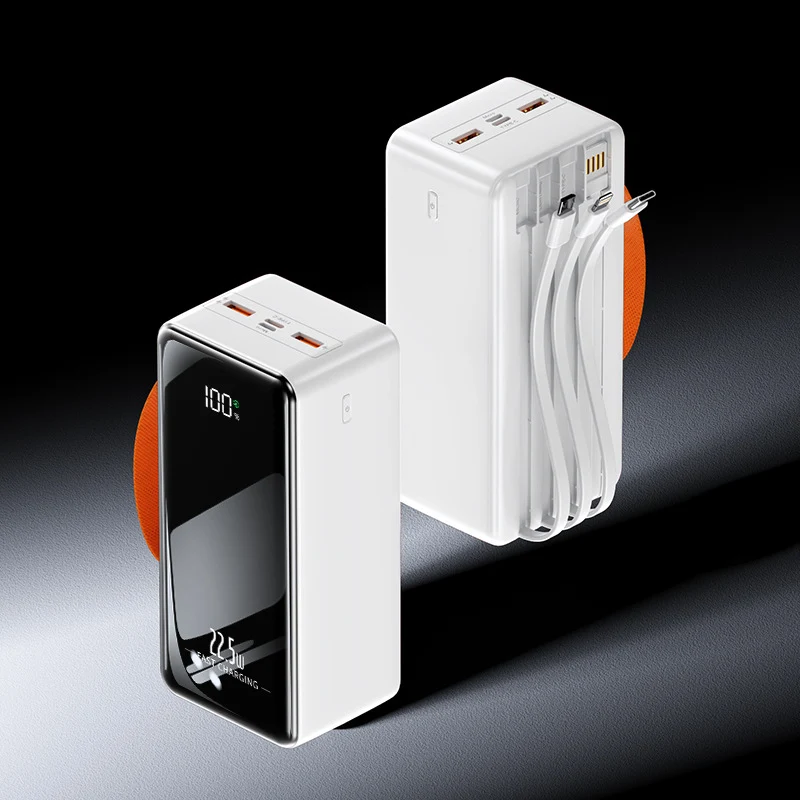 Tragbare Powerbank mit integrierten Ladekabeln und Digitalanzeige Skanto