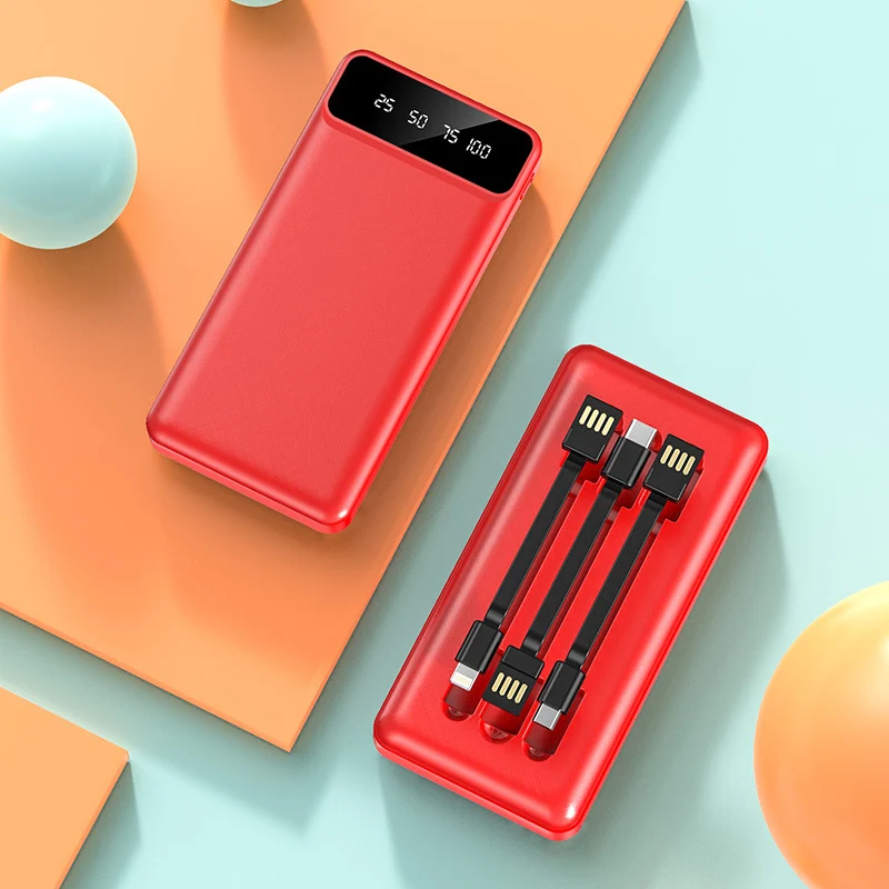 Tragbare Powerbank mit integriertem Multikabel und digitaler Ladeanzeige Skanto