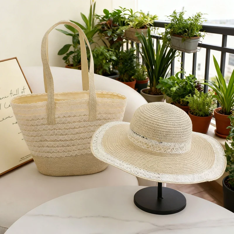 Strandtasche und Sonnenhut Skanto