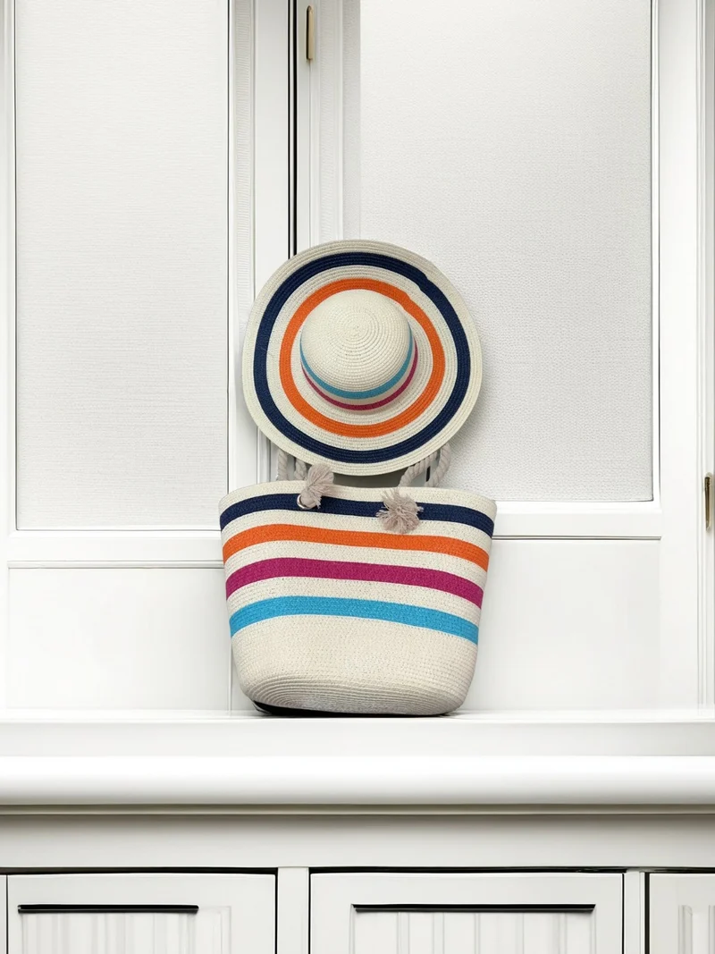 Strandtasche mit bunten Streifen Skanto