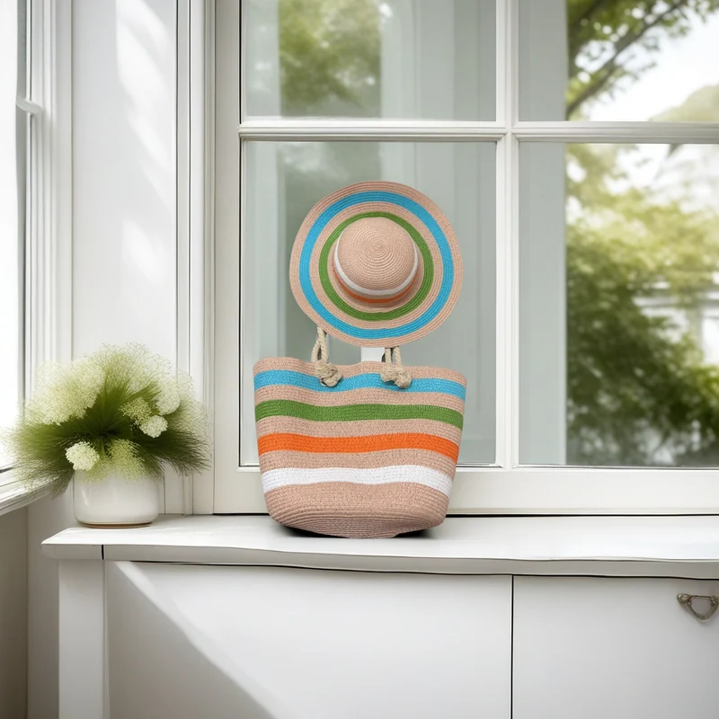 Strandtasche mit bunten Streifen Skanto