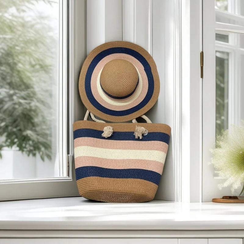 Strandtasche mit bunten Streifen Skanto