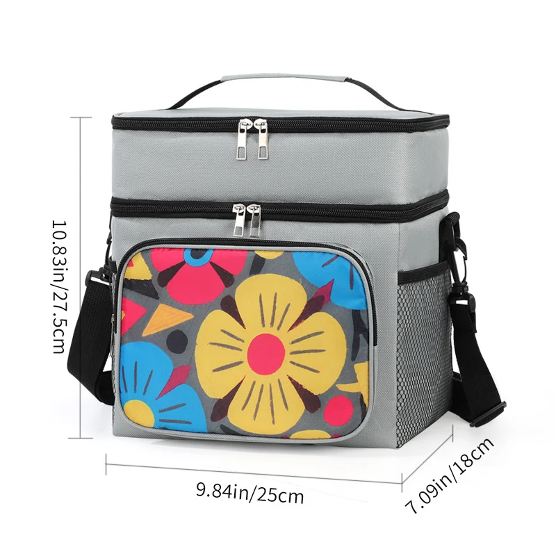 Isolierte Picknick-Kühltasche mit stilvollem Blumenmuster Skanto