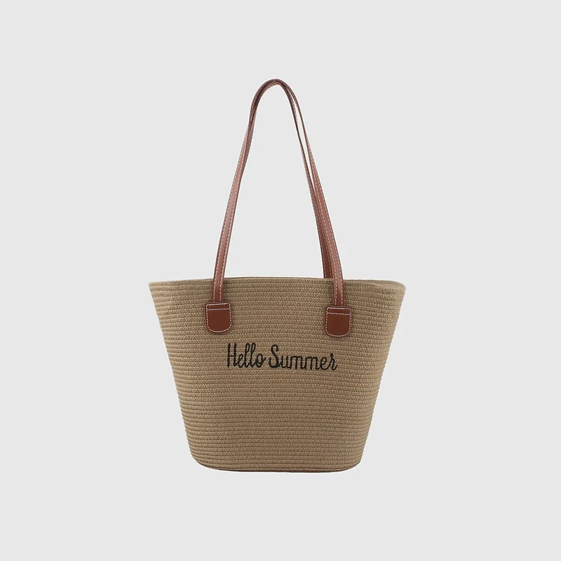 Sommerliche Korbtasche mit Ledergriff Skanto
