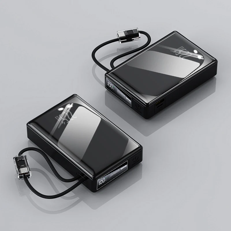 Kompakte Powerbank mit integriertem Kabel und digitaler Ladeanzeige Skanto