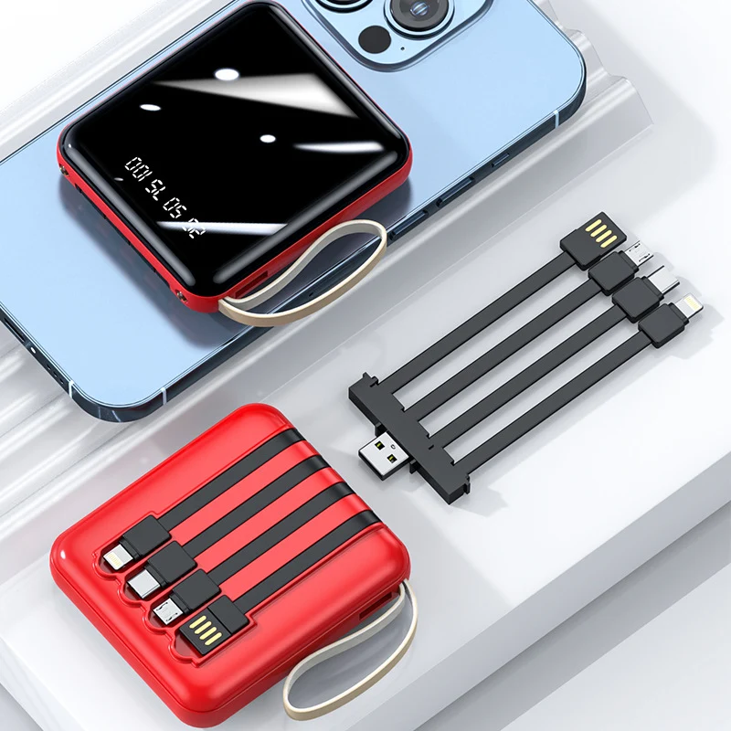 Multifunktionale Powerbank mit integriertem Ladekabel Skanto