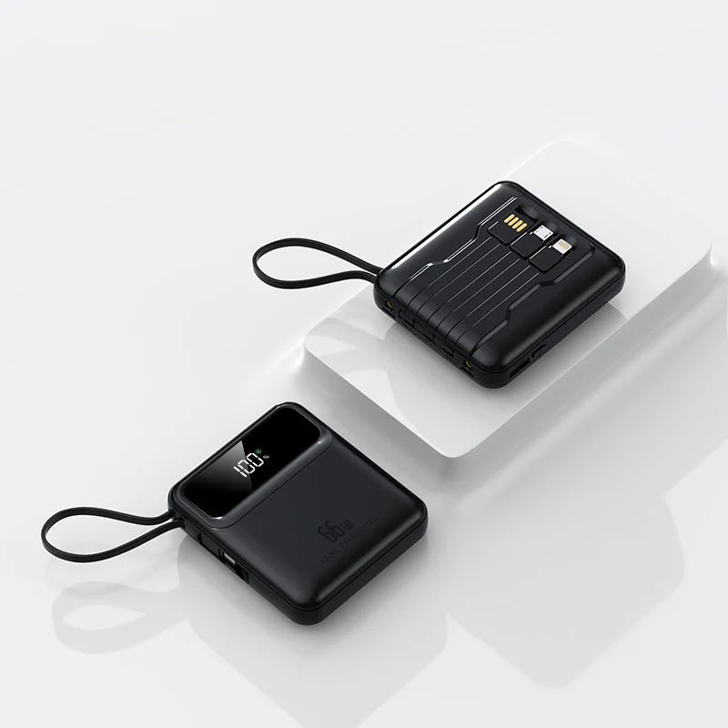 Kompakte Powerbank mit Schnellladefunktion und digitalem Batteriestatus Skanto