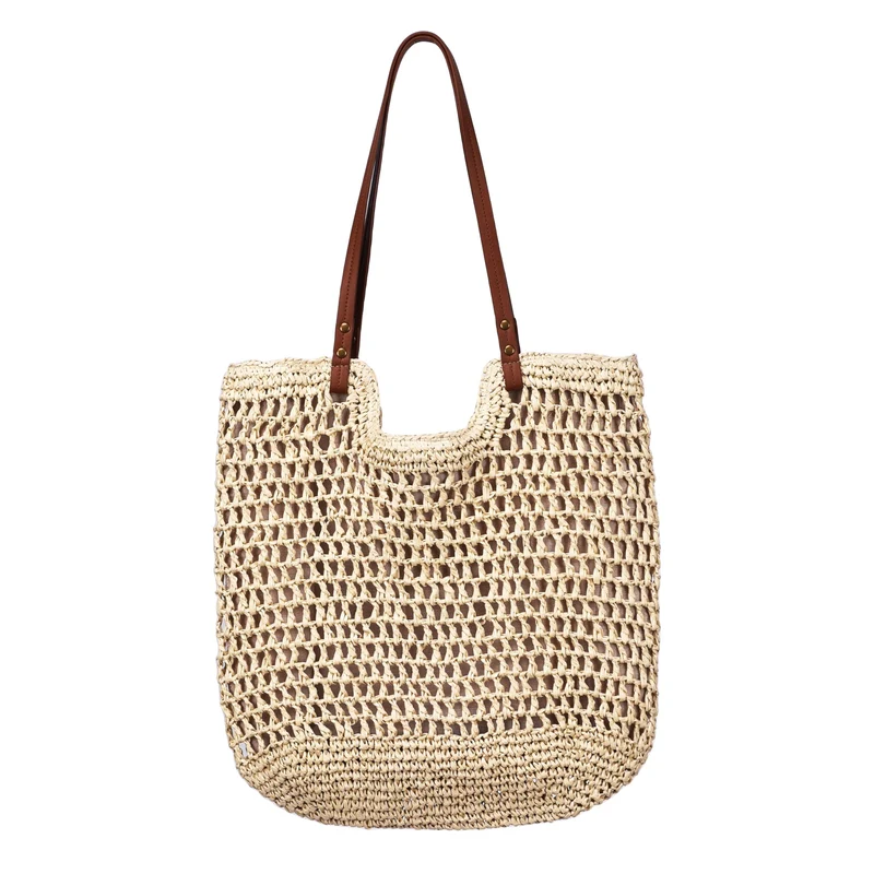 Handgewebte Baumwolltasche mit Ledergriff Skanto