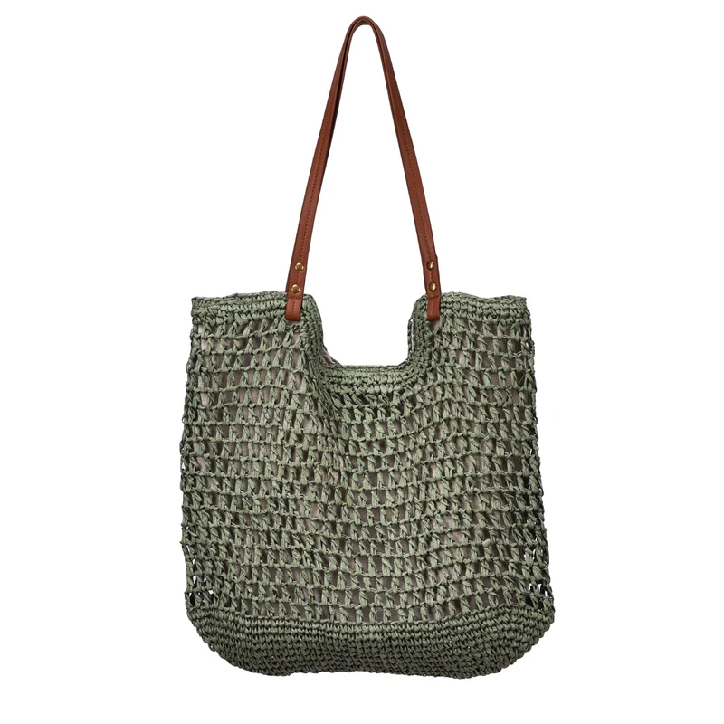 Handgewebte Baumwolltasche mit Ledergriff Skanto