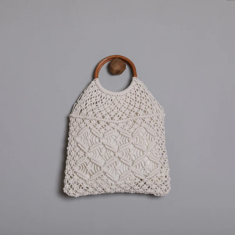 Makramee-Tasche mit Holzgriff Skanto