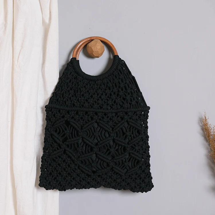 Makramee-Tasche mit Holzgriff Skanto
