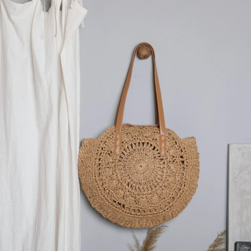 Korbtasche mit Ledergriff und farbenfrohem Design Skanto