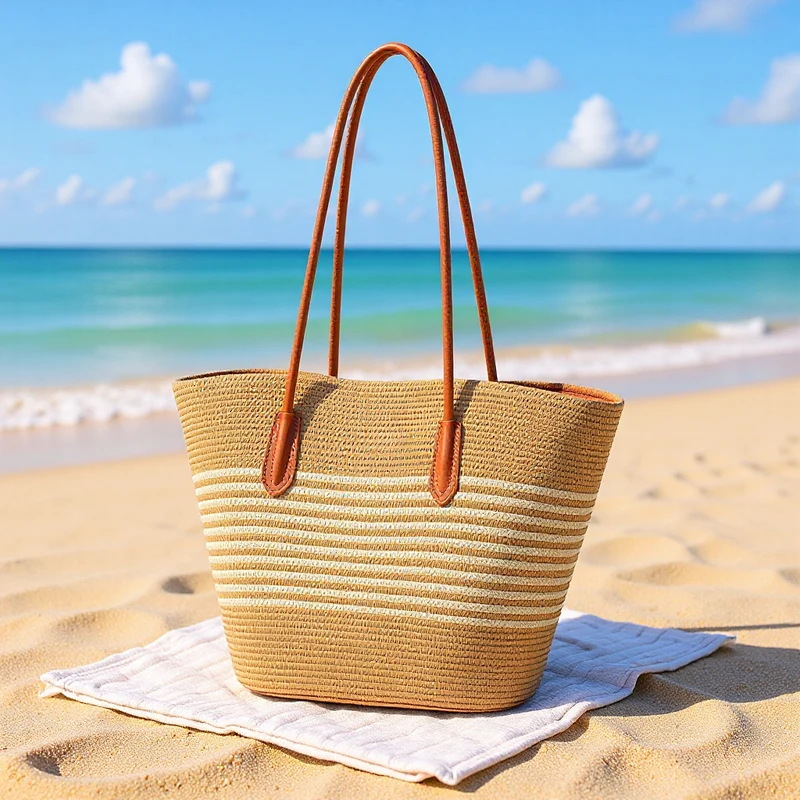 Elegante Strandtasche mit passendem Sonnenhut Skanto