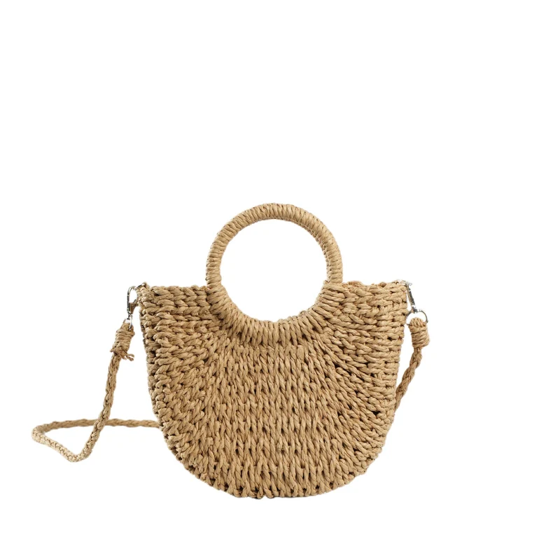 Handgemachte Raffia-Handtasche mit runden Henkeln Skanto