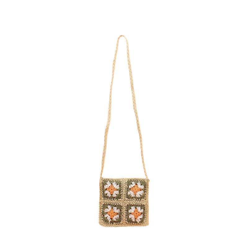 Schultertasche mit handgehäkeltem Blumendesign Skanto