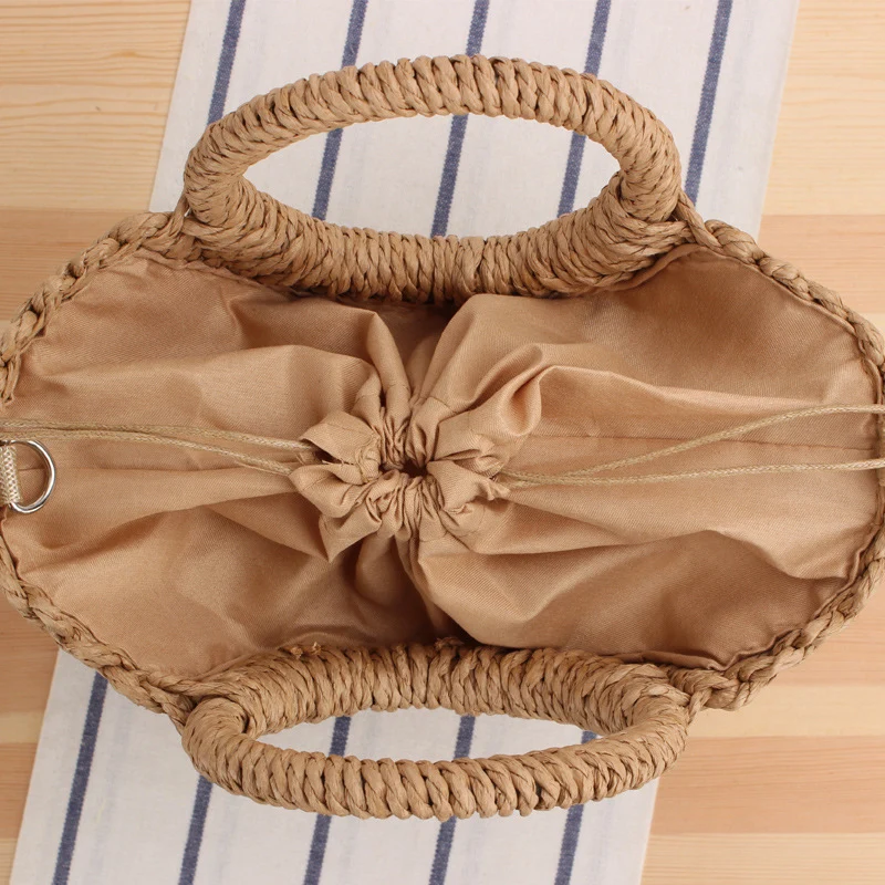 Handgefertigte Makramee-Handtasche mit rundem Griff Skanto