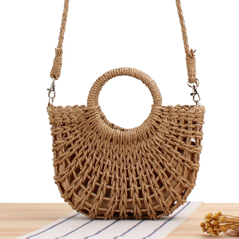 Handgefertigte Makramee-Handtasche mit rundem Griff Skanto
