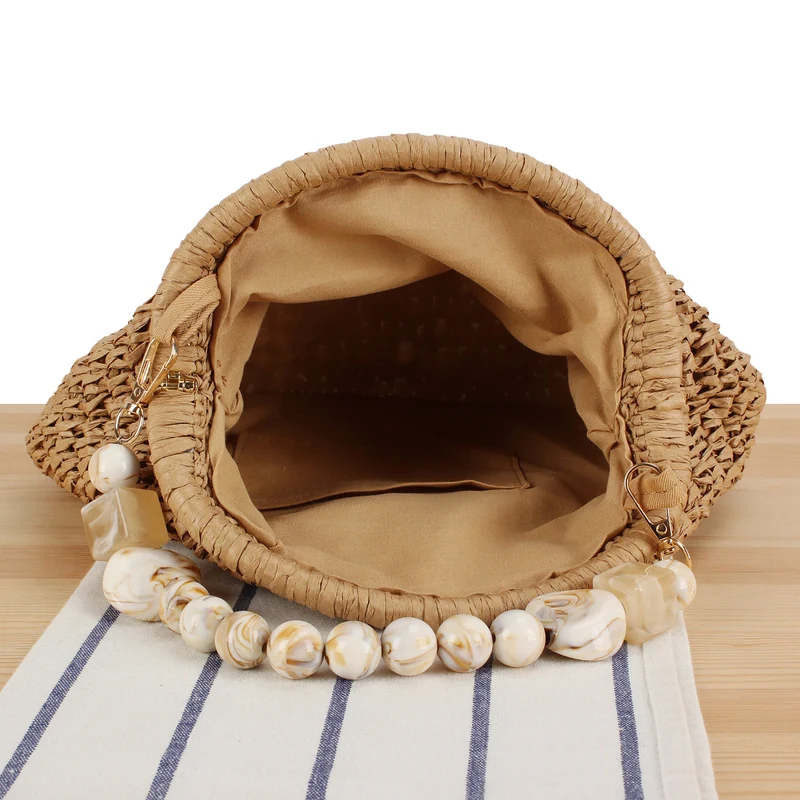 Stylische Handtasche mit buntem Perlenhenkel Skanto