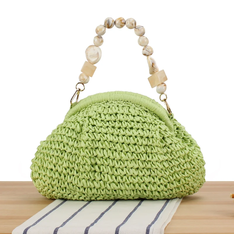 Stylische Handtasche mit buntem Perlenhenkel Skanto